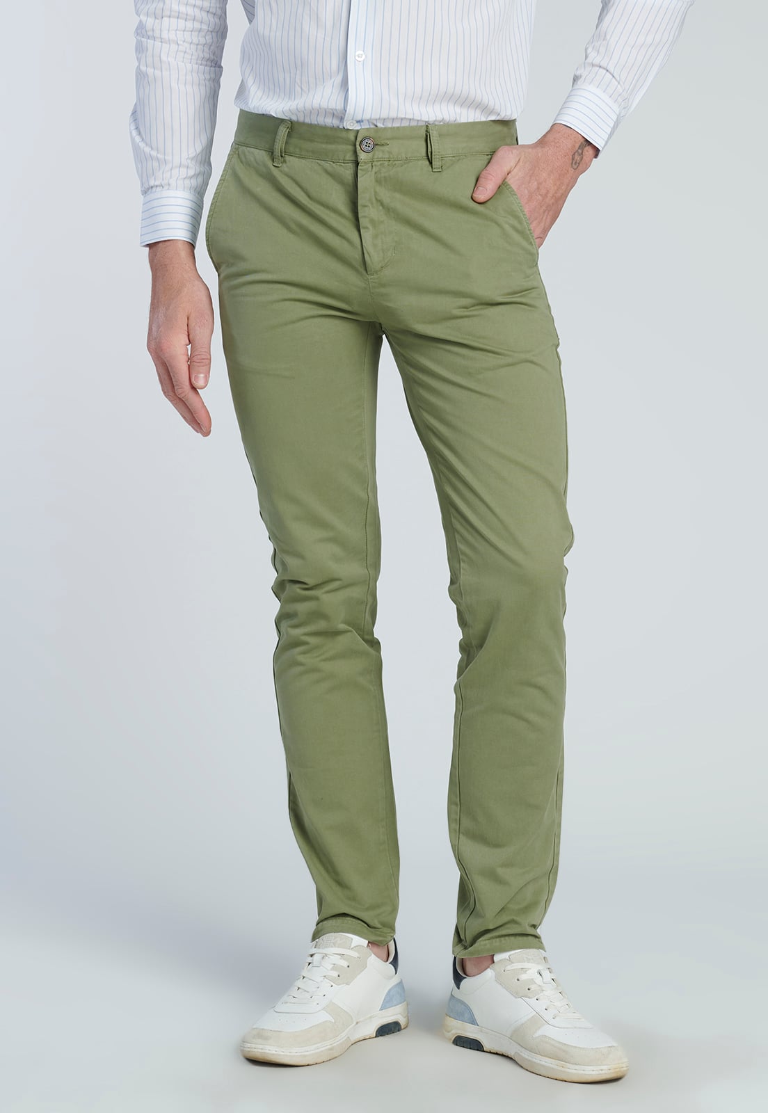 PANTALÓN ALGODÓN HOMBRE NEW MAN CAFE 203659Y0151 LILLE FOREST - 1
