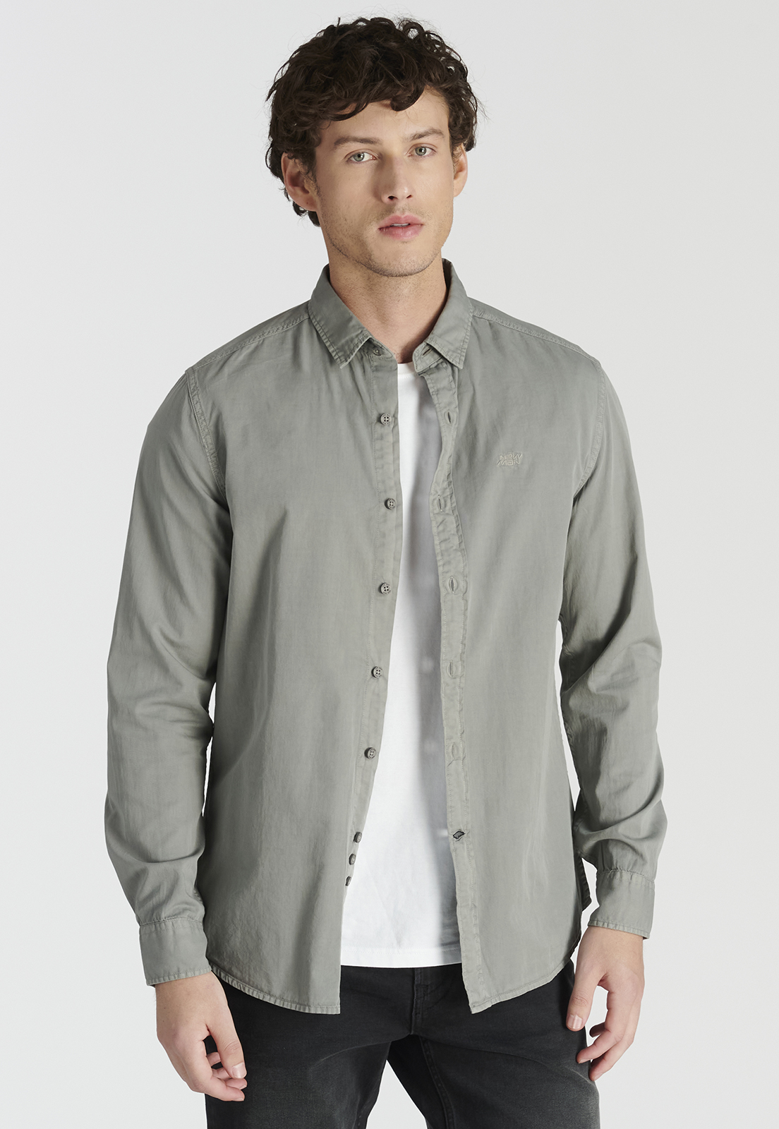 CAMISA ALGODÓN HOMBRE NEW MAN GRIS ELY AVANT-GARDE GREY - 1