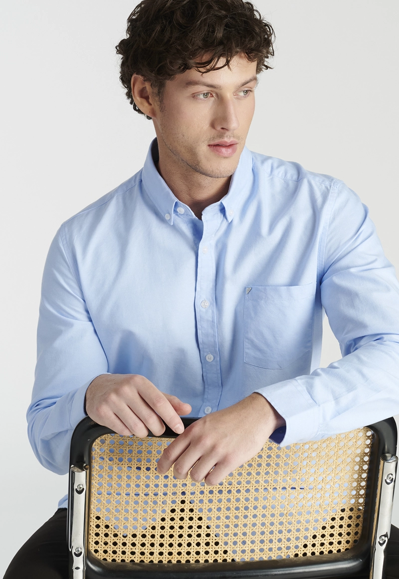 CAMISA ALGODÓN HOMBRE NEW MAN CELESTE EXETER HERITAGE SKY - 5