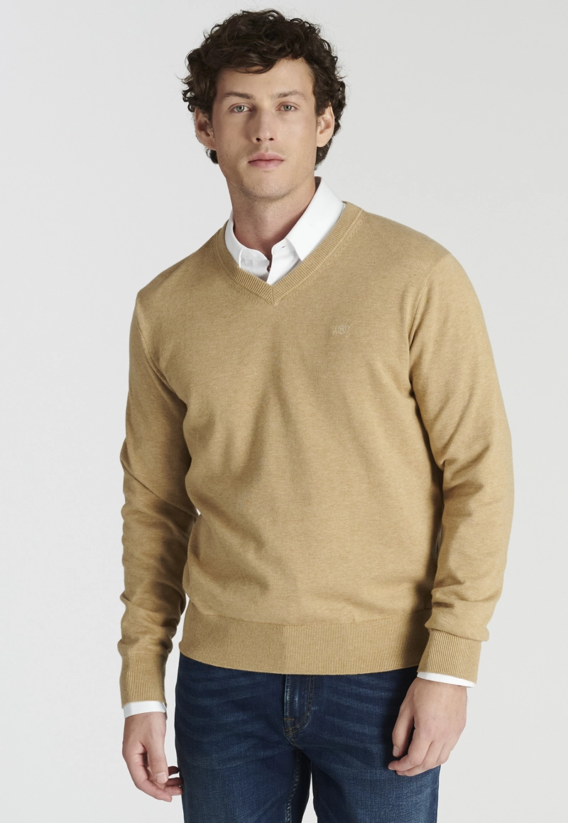 SWEATER HOMBRE NEW MAN CAMEL MELANGE MERIDA HERITAGE - 1