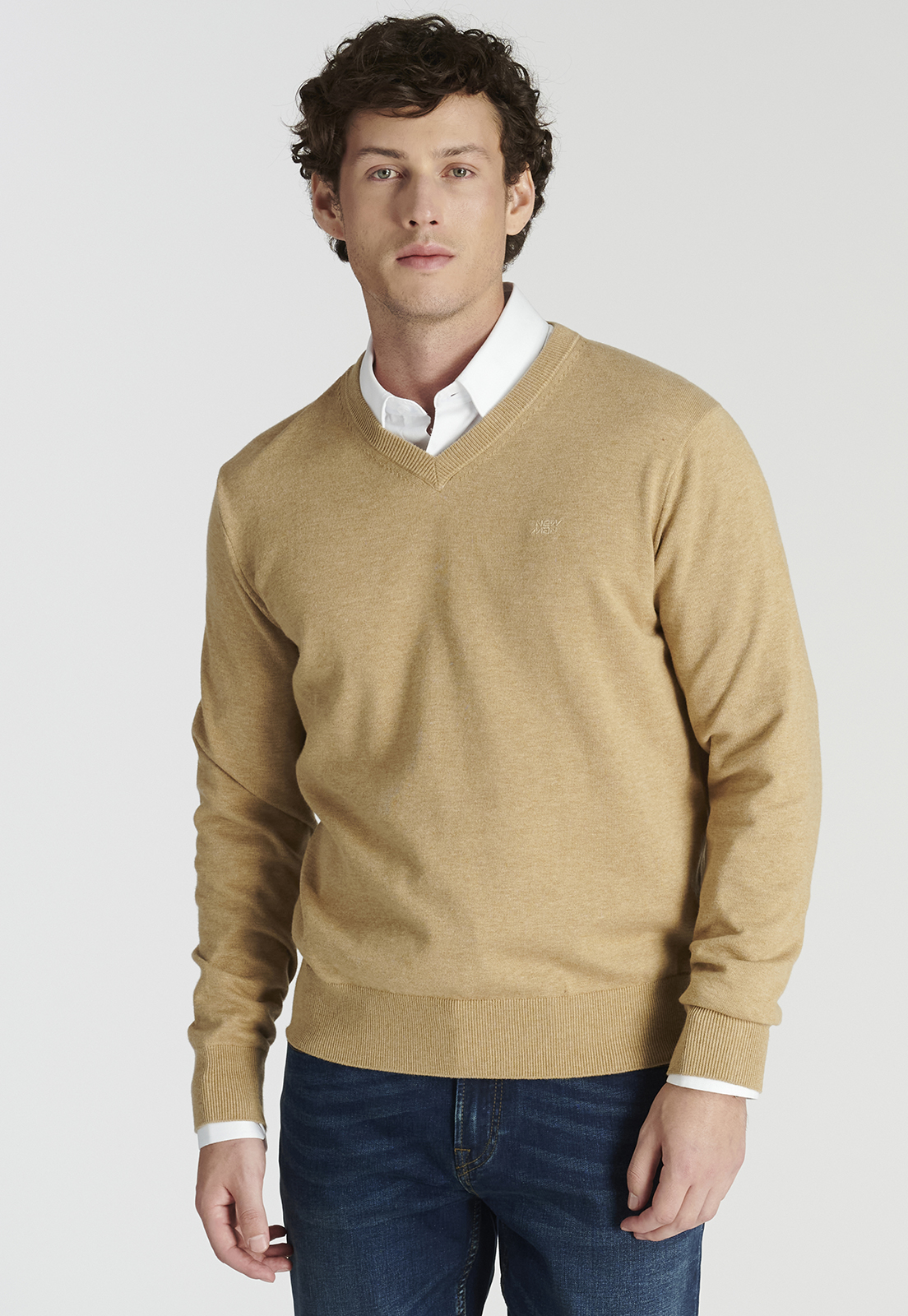 SWEATER HOMBRE NEW MAN CAMEL MELANGE MERIDA HERITAGE - 1