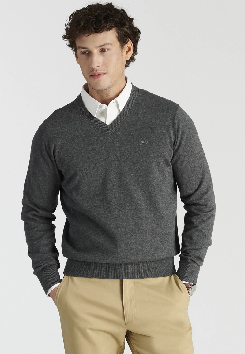 SWEATER HOMBRE NEW MAN GRIS MERIDA HERITAGE DK GREY MELANGE - 1