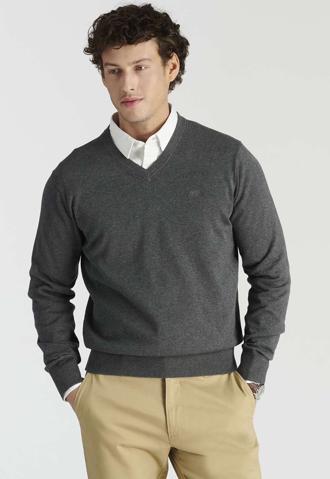 SWEATER HOMBRE NEW MAN GRIS MERIDA HERITAGE DK GREY MELANGE - 1