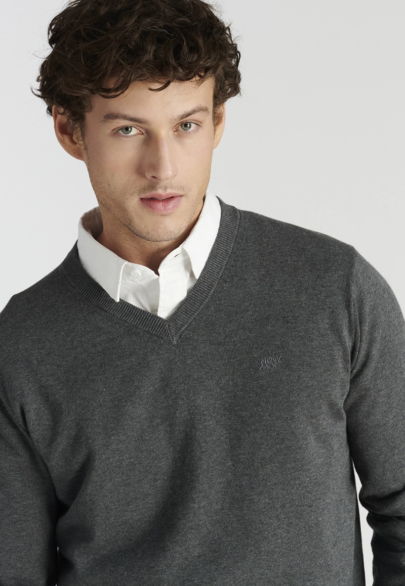 SWEATER HOMBRE NEW MAN GRIS MERIDA HERITAGE DK GREY MELANGE - 3