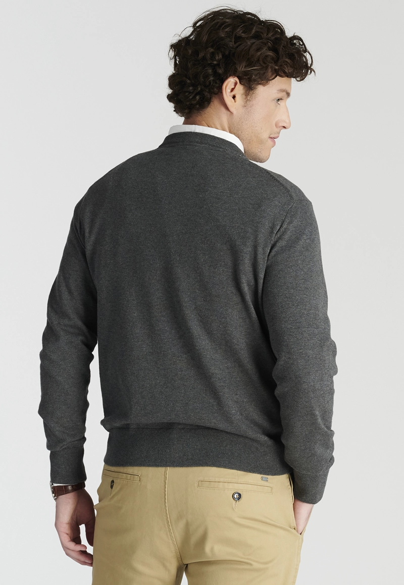 SWEATER HOMBRE NEW MAN GRIS MERIDA HERITAGE DK GREY MELANGE - 4