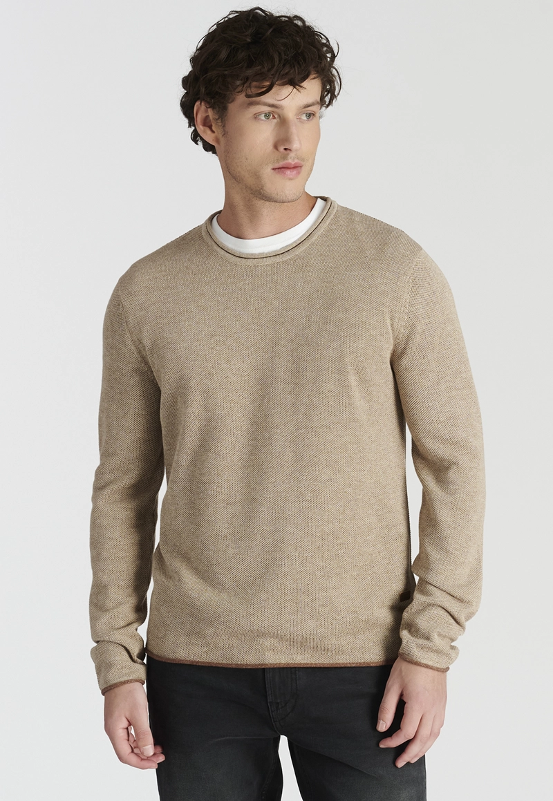 SWEATER HOMBRE NEW MAN CAMEL MELANGE NIZA AVANT-GARDE - 1