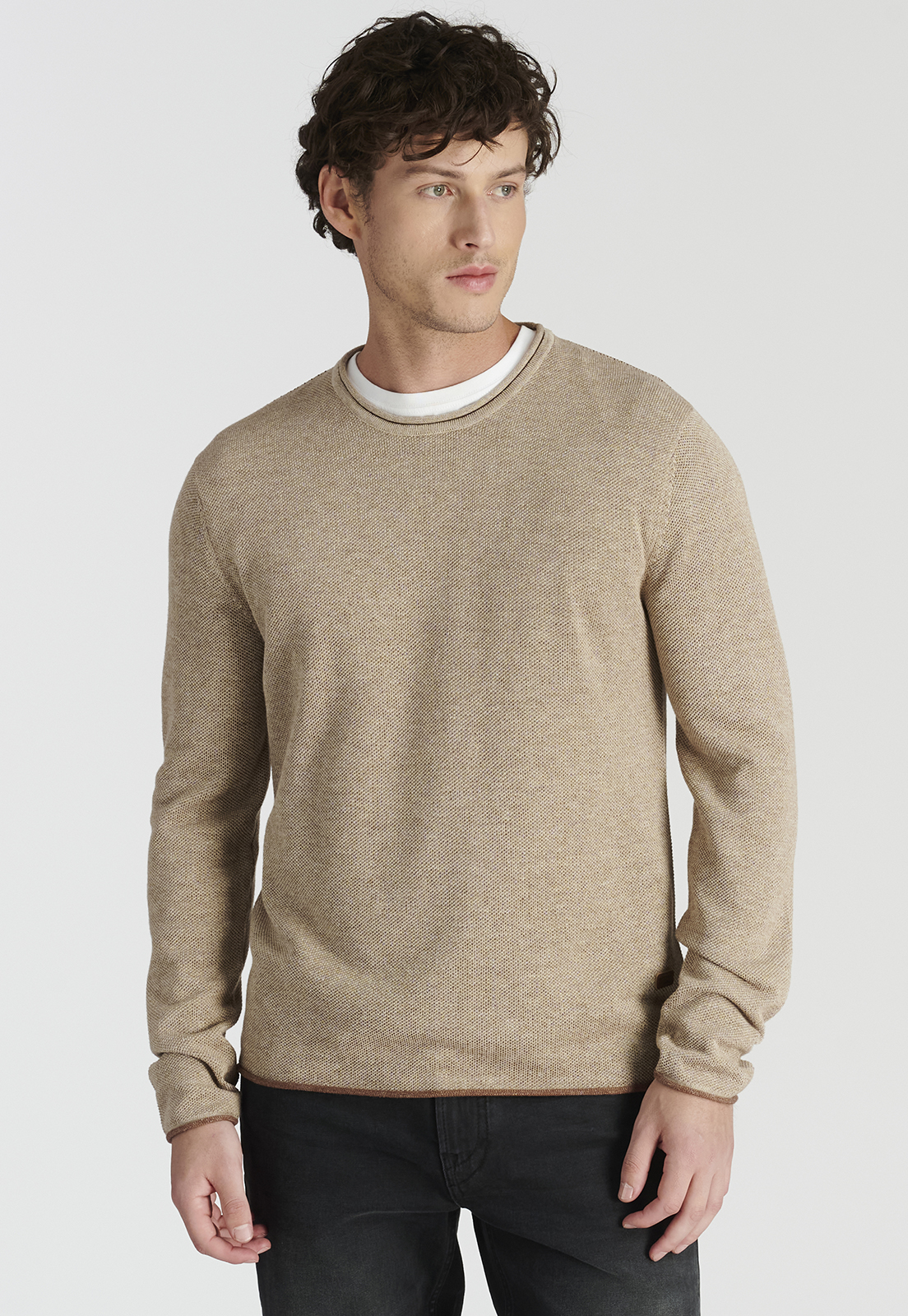 SWEATER HOMBRE NEW MAN CAMEL MELANGE NIZA AVANT-GARDE - 1
