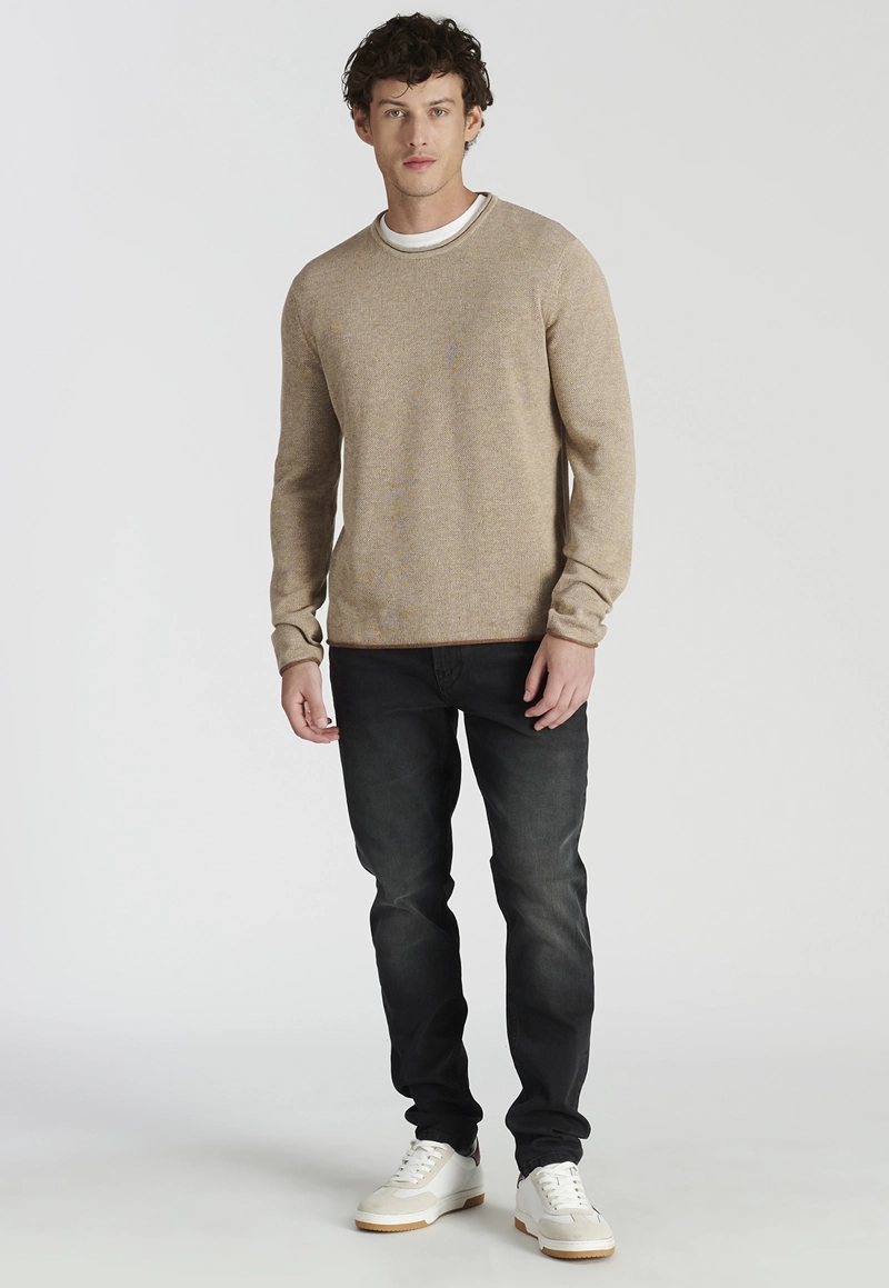 SWEATER HOMBRE NEW MAN CAMEL MELANGE NIZA AVANT-GARDE - 2