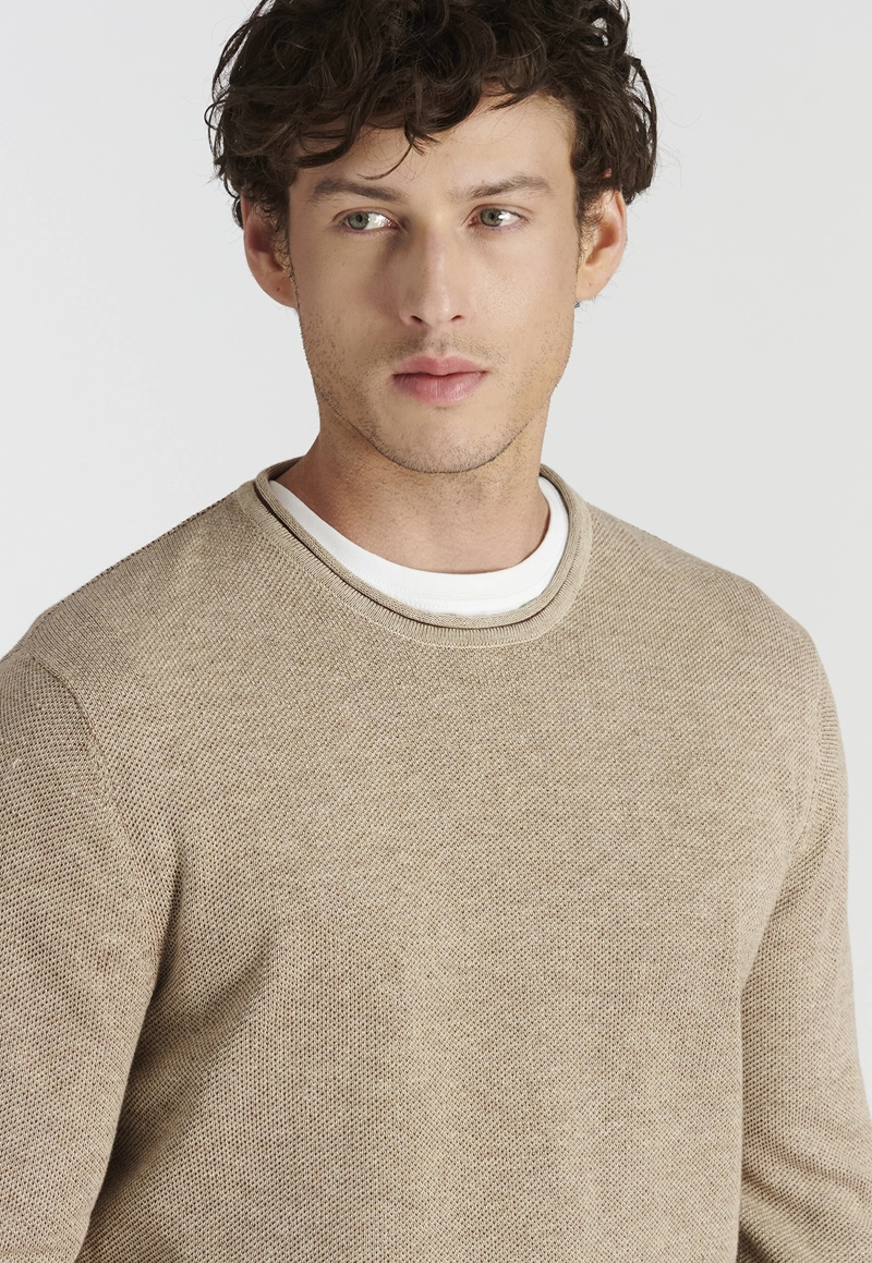 SWEATER HOMBRE NEW MAN CAMEL MELANGE NIZA AVANT-GARDE - 3
