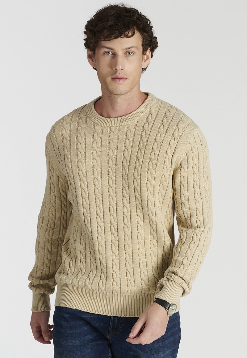 SWEATER HOMBRE NEW MAN BEIGE MALAGA HERITAGE SAND MELANGE - 1