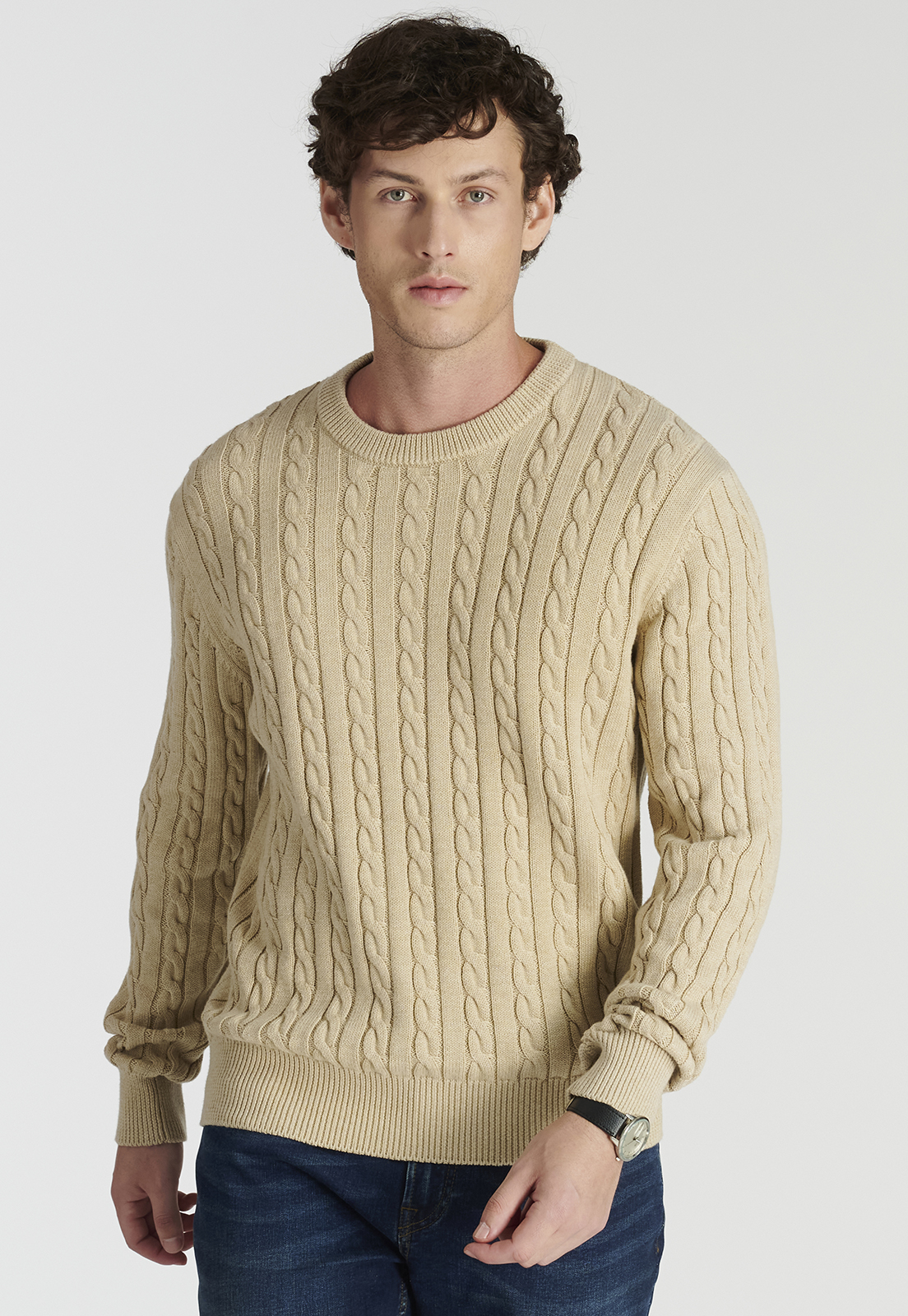 SWEATER HOMBRE NEW MAN BEIGE MALAGA HERITAGE SAND MELANGE - 1