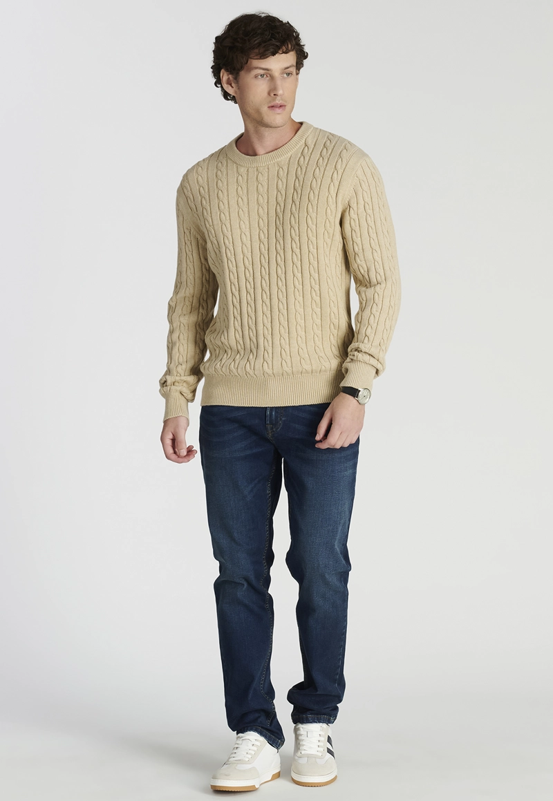 SWEATER HOMBRE NEW MAN BEIGE MALAGA HERITAGE SAND MELANGE - 2