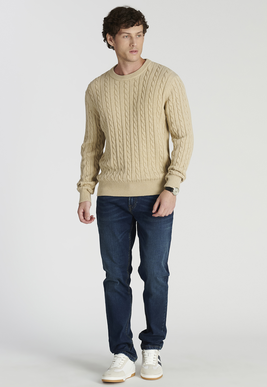 SWEATER HOMBRE NEW MAN BEIGE MALAGA HERITAGE SAND MELANGE - 2