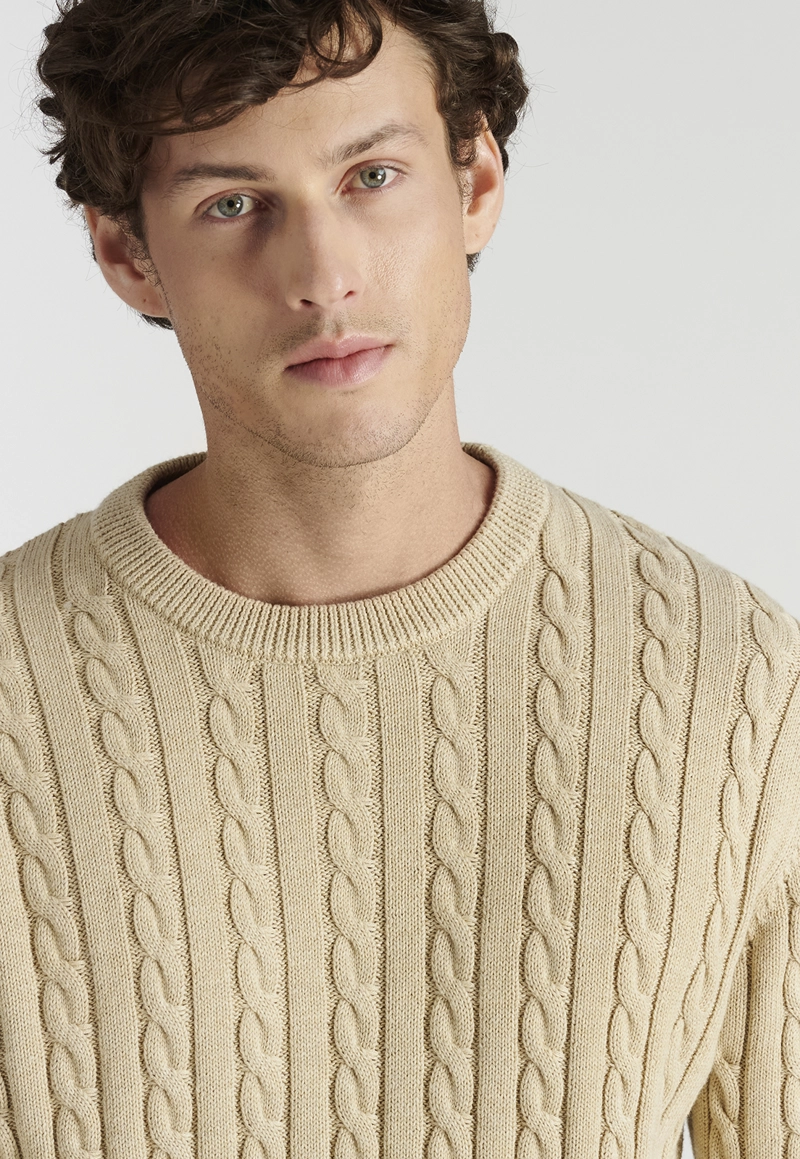 SWEATER HOMBRE NEW MAN BEIGE MALAGA HERITAGE SAND MELANGE - 3
