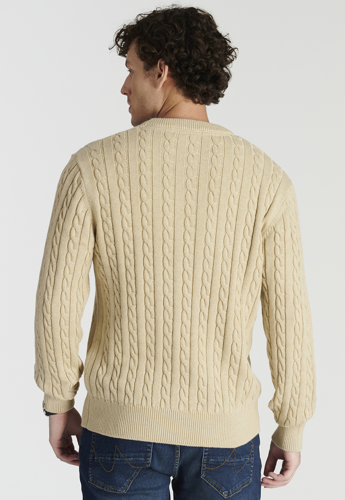SWEATER HOMBRE NEW MAN BEIGE MALAGA HERITAGE SAND MELANGE - 4