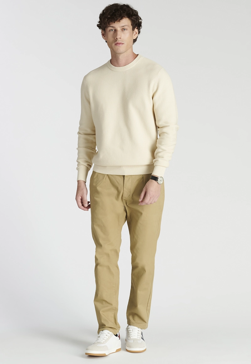 SWEATER ALGODÓN HOMBRE NEW MAN BEIGE LUGO HERITAGE SAND - 1