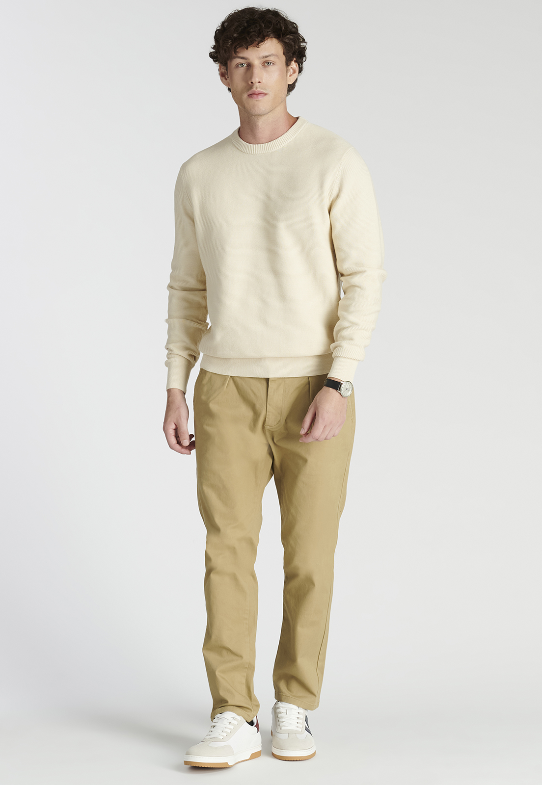 SWEATER ALGODÓN HOMBRE NEW MAN BEIGE LUGO HERITAGE SAND - 1