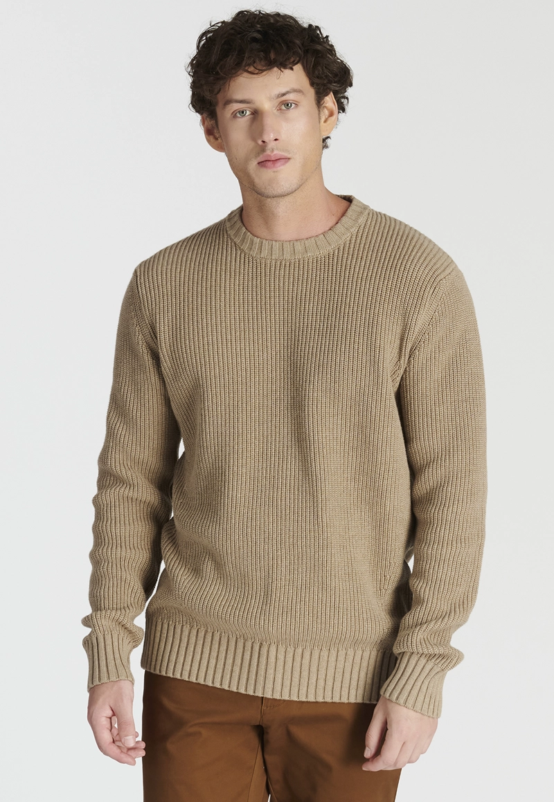 SWEATER ALGODÓN HOMBRE NEW MAN CAFÉ LAGUNA HERITAGE TOASTED MELANGE - 1