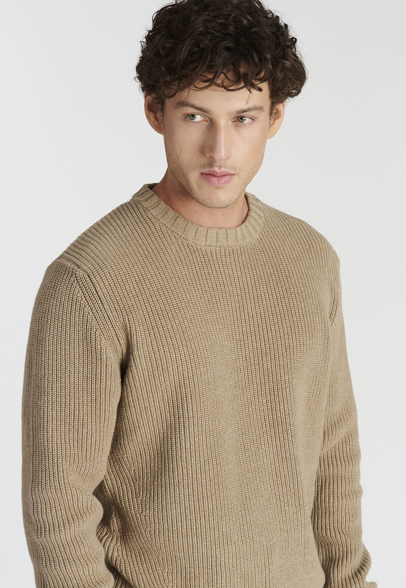 SWEATER ALGODÓN HOMBRE NEW MAN CAFÉ LAGUNA HERITAGE TOASTED MELANGE - 3