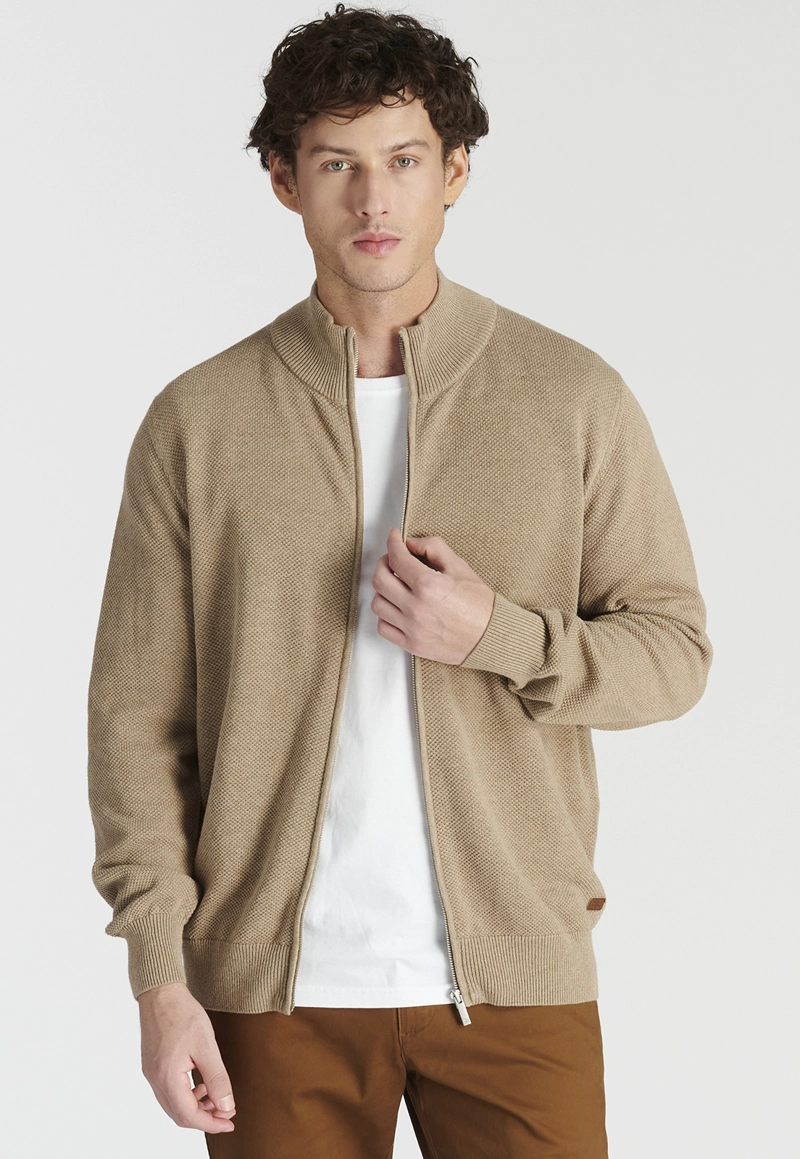 SWEATER ALGODÓN HOMBRE NEW MAN CAMEL MELANGE ALMERIA HERITAGE - 1