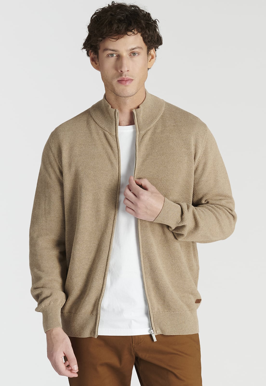 SWEATER ALGODÓN HOMBRE NEW MAN CAMEL MELANGE ALMERIA HERITAGE - 1