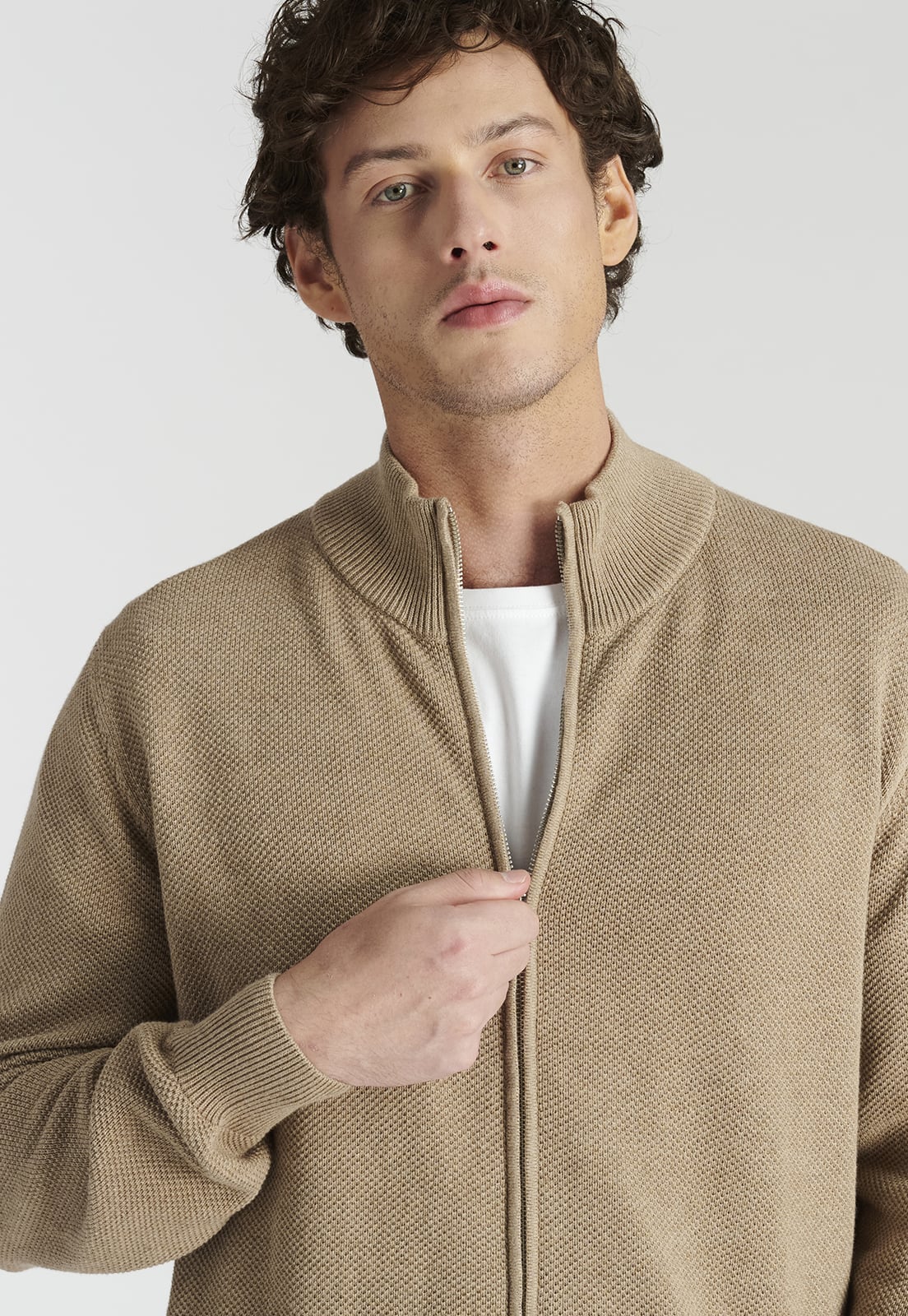 SWEATER ALGODÓN HOMBRE NEW MAN CAMEL MELANGE ALMERIA HERITAGE - 3