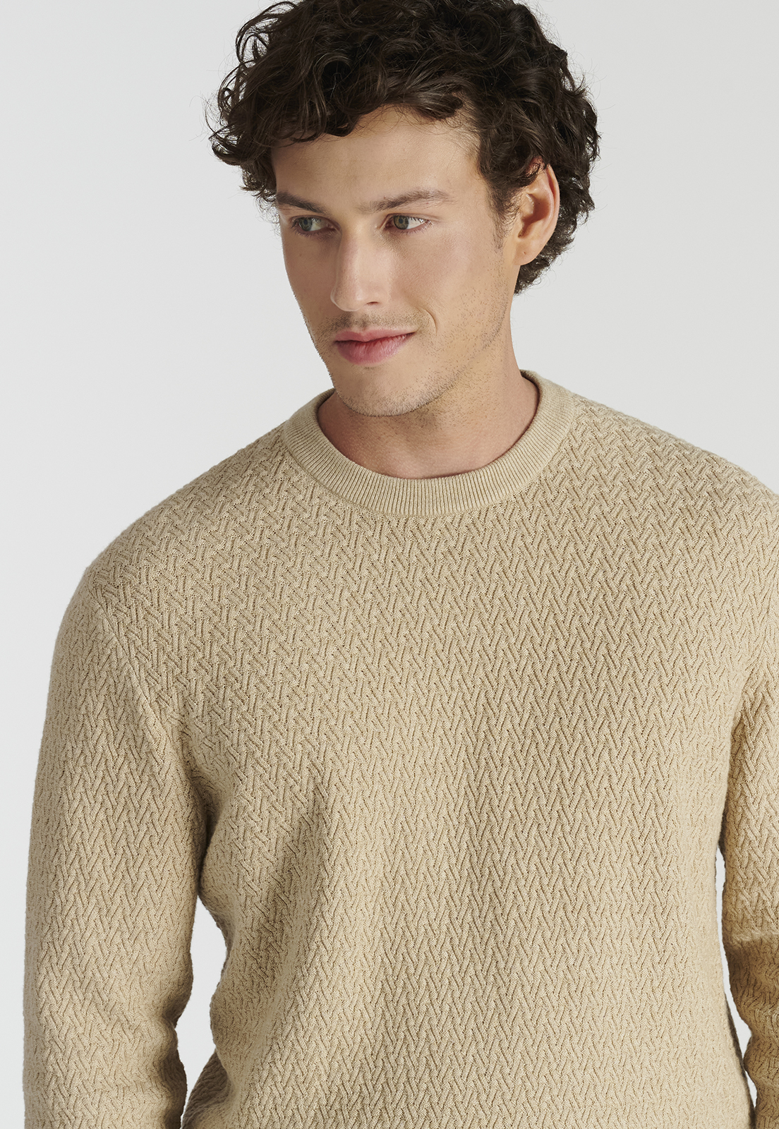SWEATER ALGODÓN HOMBRE NEW MAN CAMEL MELANGE LEON HERITAGE - 3