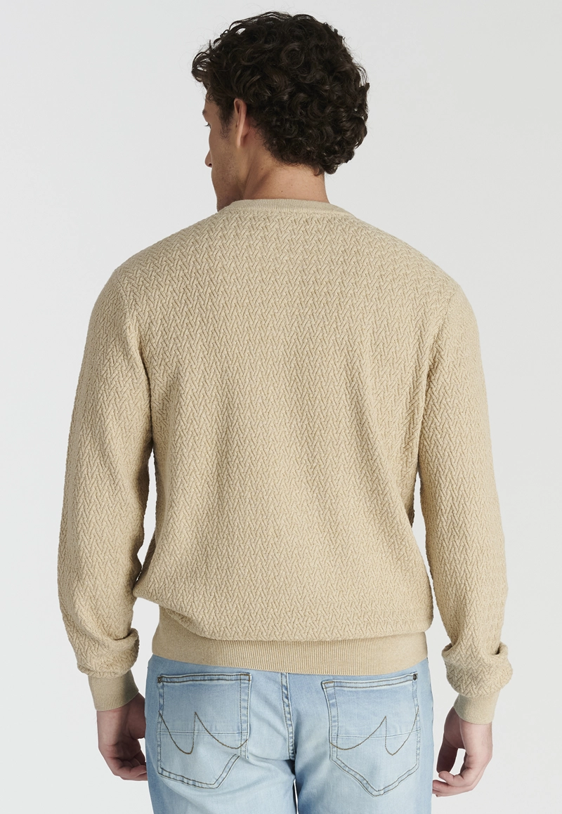 SWEATER ALGODÓN HOMBRE NEW MAN CAMEL MELANGE LEON HERITAGE - 4