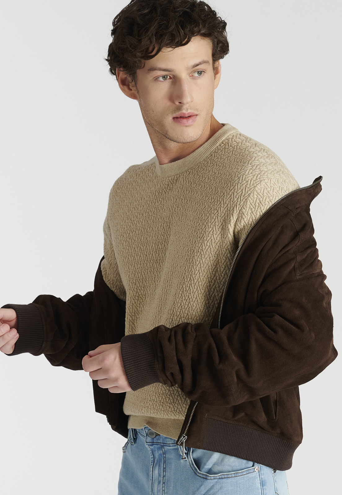 SWEATER ALGODÓN HOMBRE NEW MAN CAMEL MELANGE LEON HERITAGE - 5
