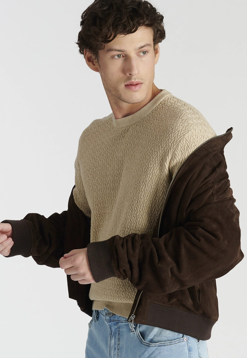 SWEATER ALGODÓN HOMBRE NEW MAN CAMEL MELANGE LEON HERITAGE - 5
