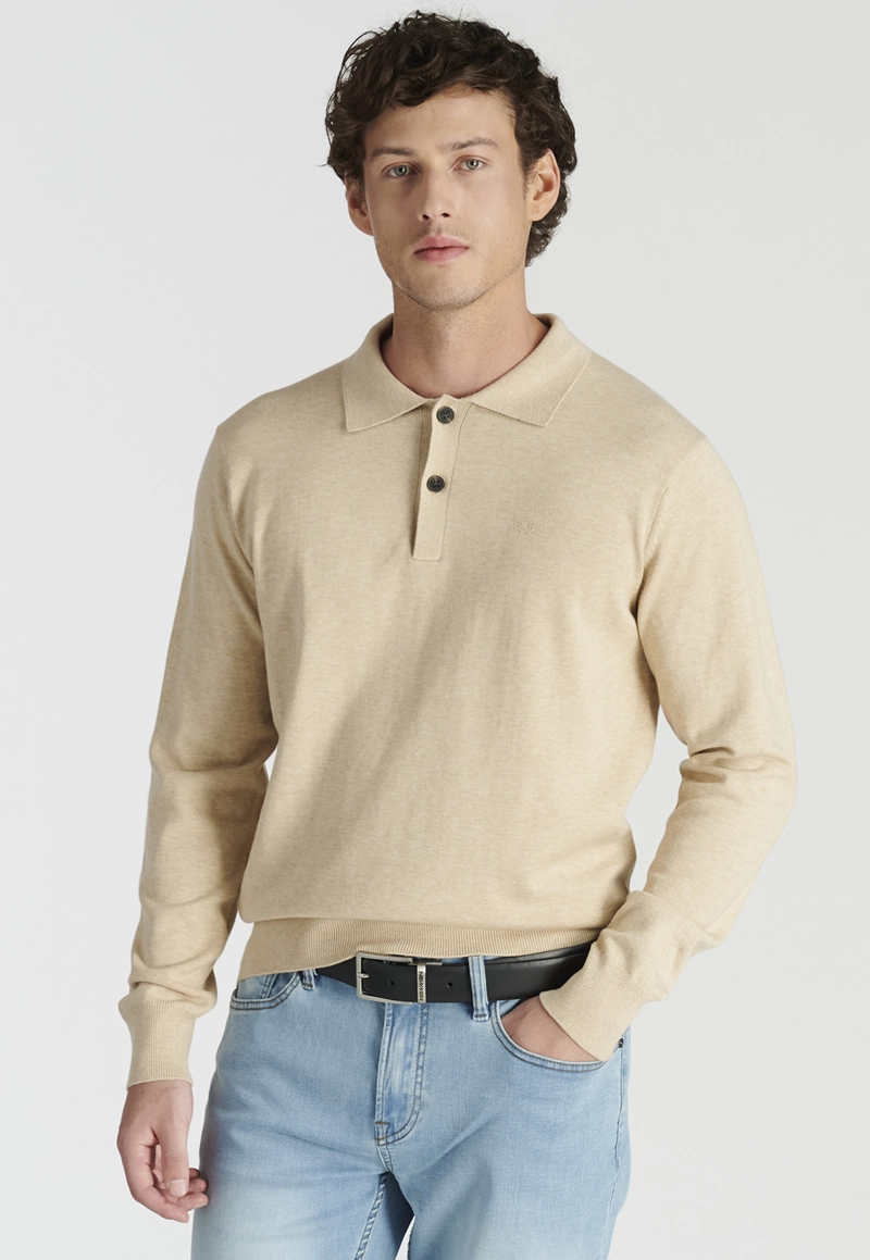 SWEATER HOMBRE NEW MAN BEIGE VIGO HERITAGE SAND MELANGE - 1