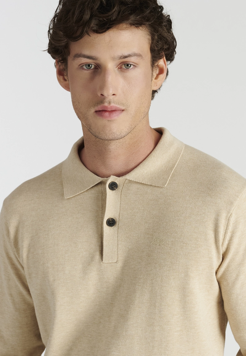 SWEATER HOMBRE NEW MAN BEIGE VIGO HERITAGE SAND MELANGE - 3