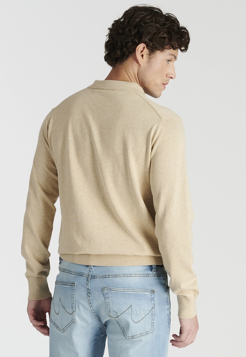 SWEATER HOMBRE NEW MAN BEIGE VIGO HERITAGE SAND MELANGE - 4