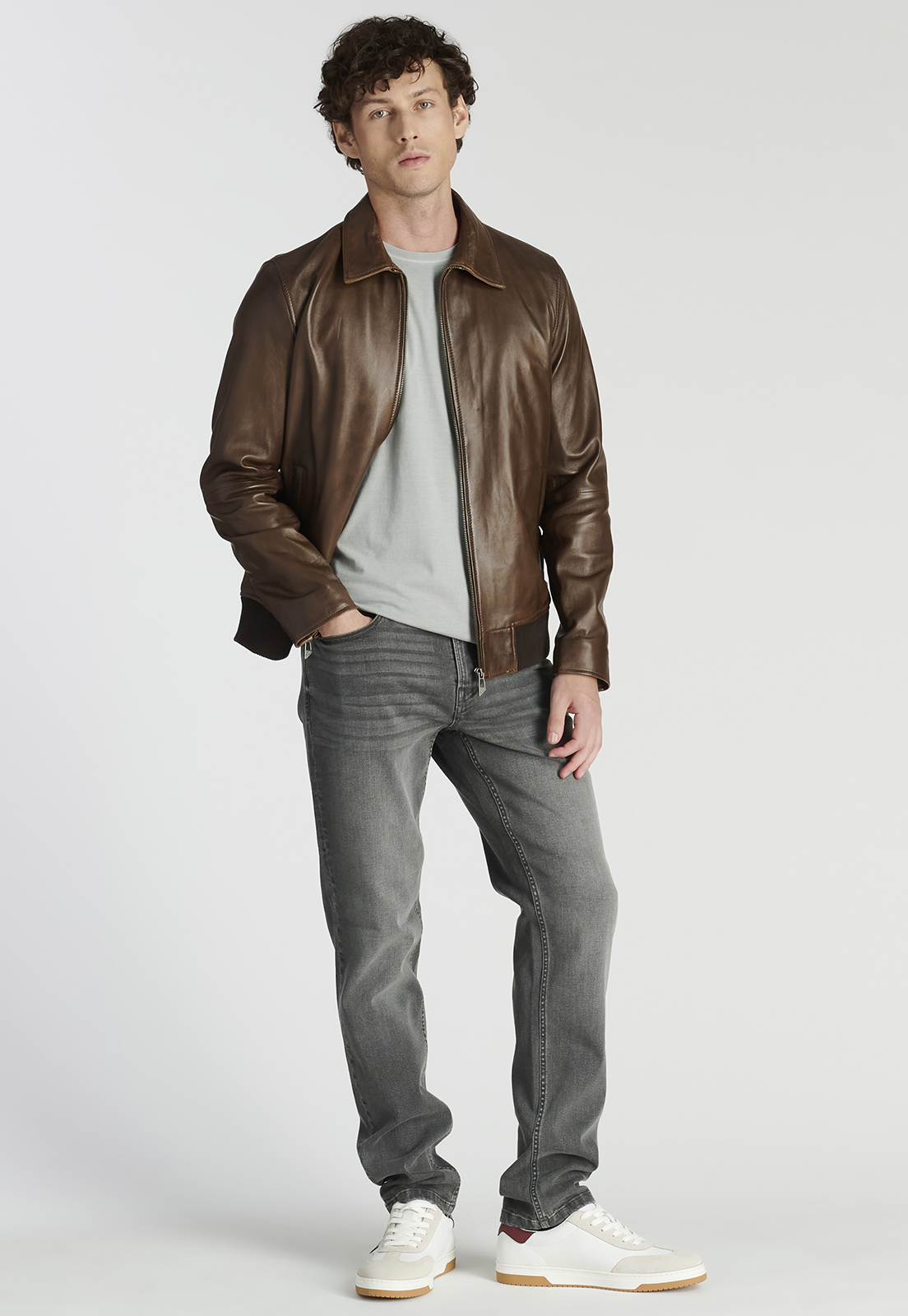 CHAQUETA CUERO HOMBRE NEW MAN CAFÉ LEATHER VANNES HERITAGE BROWN - 2