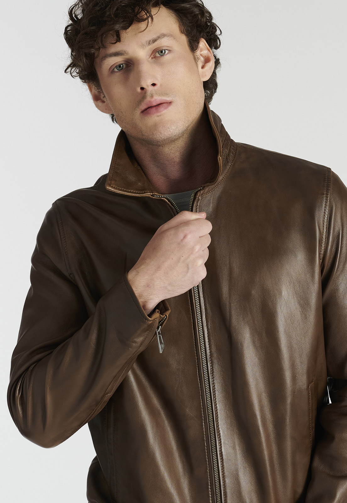CHAQUETA CUERO HOMBRE NEW MAN CAFÉ LEATHER VANNES HERITAGE BROWN - 3