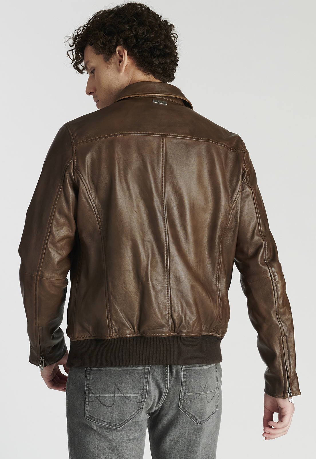 CHAQUETA CUERO HOMBRE NEW MAN CAFÉ LEATHER VANNES HERITAGE BROWN - 4