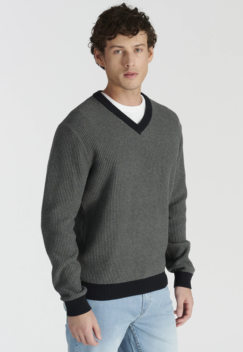 SWEATER ALGODÓN HOMBRE NEW MAN GRIS RIOJA HERITAGE DK GREY - 1