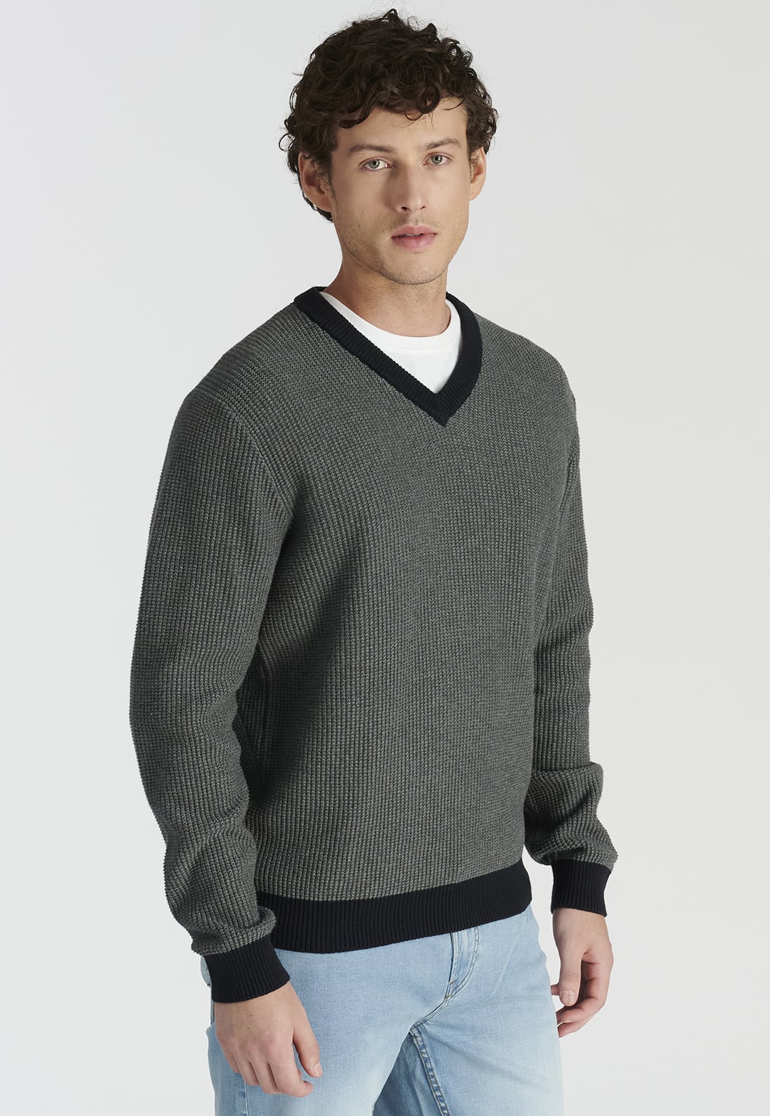 SWEATER ALGODÓN HOMBRE NEW MAN GRIS RIOJA HERITAGE DK GREY - 1