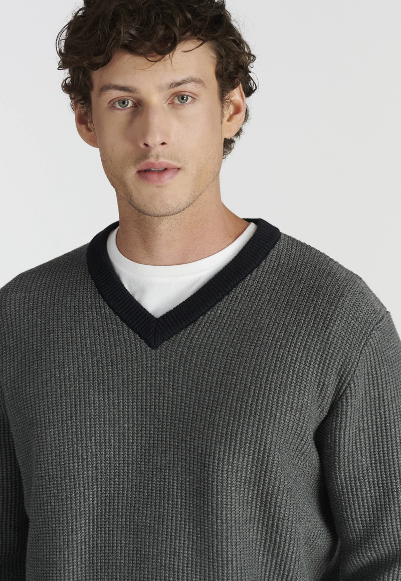 SWEATER ALGODÓN HOMBRE NEW MAN GRIS RIOJA HERITAGE DK GREY - 3