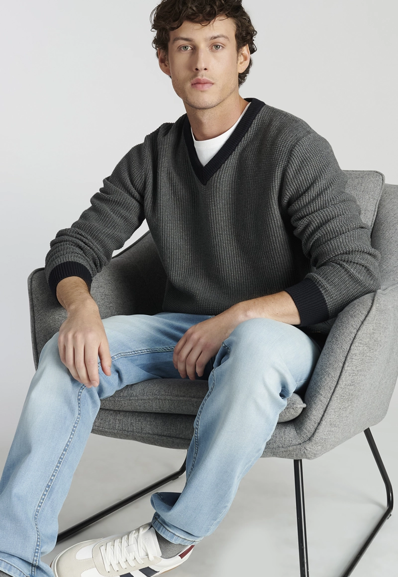 SWEATER ALGODÓN HOMBRE NEW MAN GRIS RIOJA HERITAGE DK GREY - 5