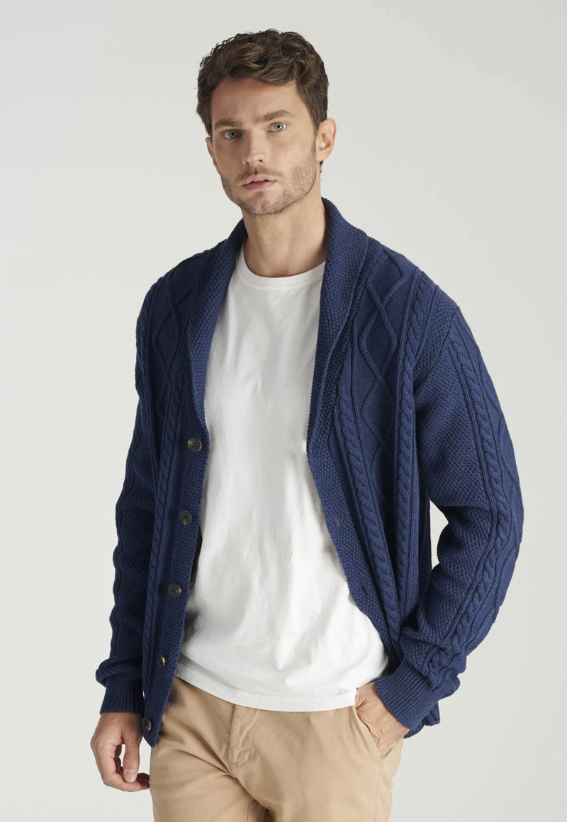 CARDIGAN BISBAL HERITAGE NAVY MELANGE - 1
