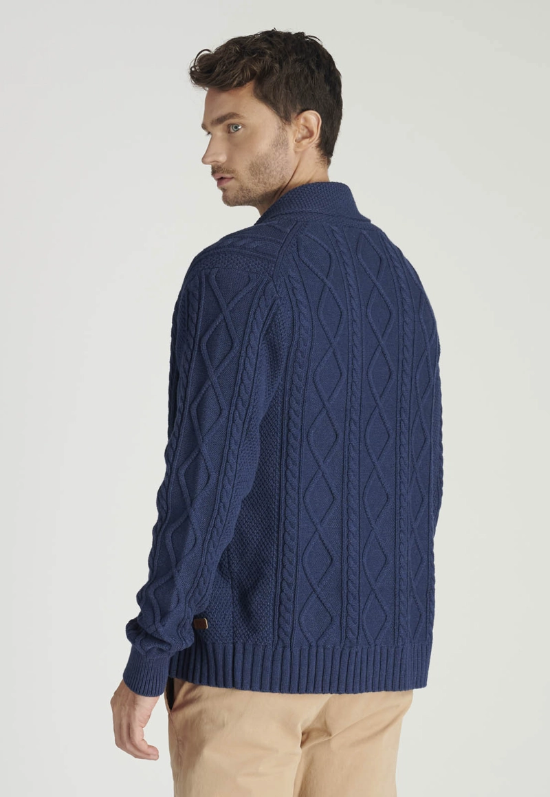 CARDIGAN BISBAL HERITAGE NAVY MELANGE - 4