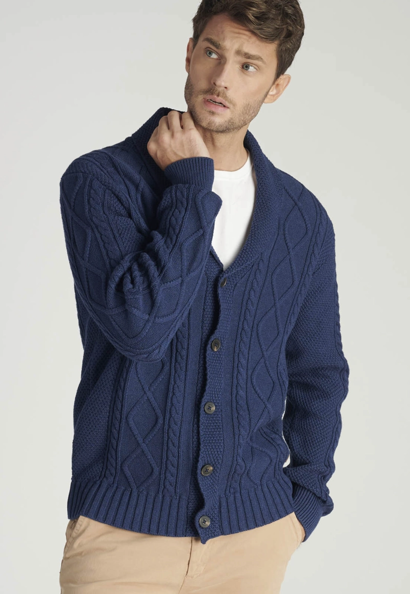 CARDIGAN BISBAL HERITAGE NAVY MELANGE - 5