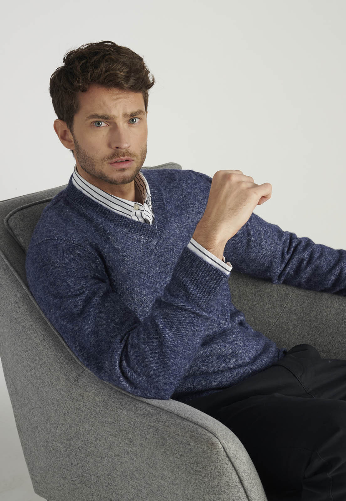 SWETER SEBASTIAN AVANT-GARDE DEEP BLUE MELANGE - 5