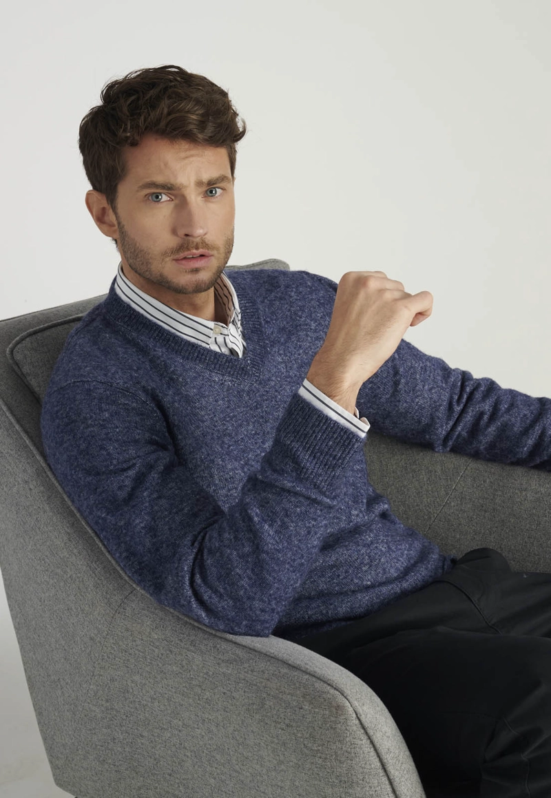 SWETER SEBASTIAN AVANT-GARDE DEEP BLUE MELANGE - 5