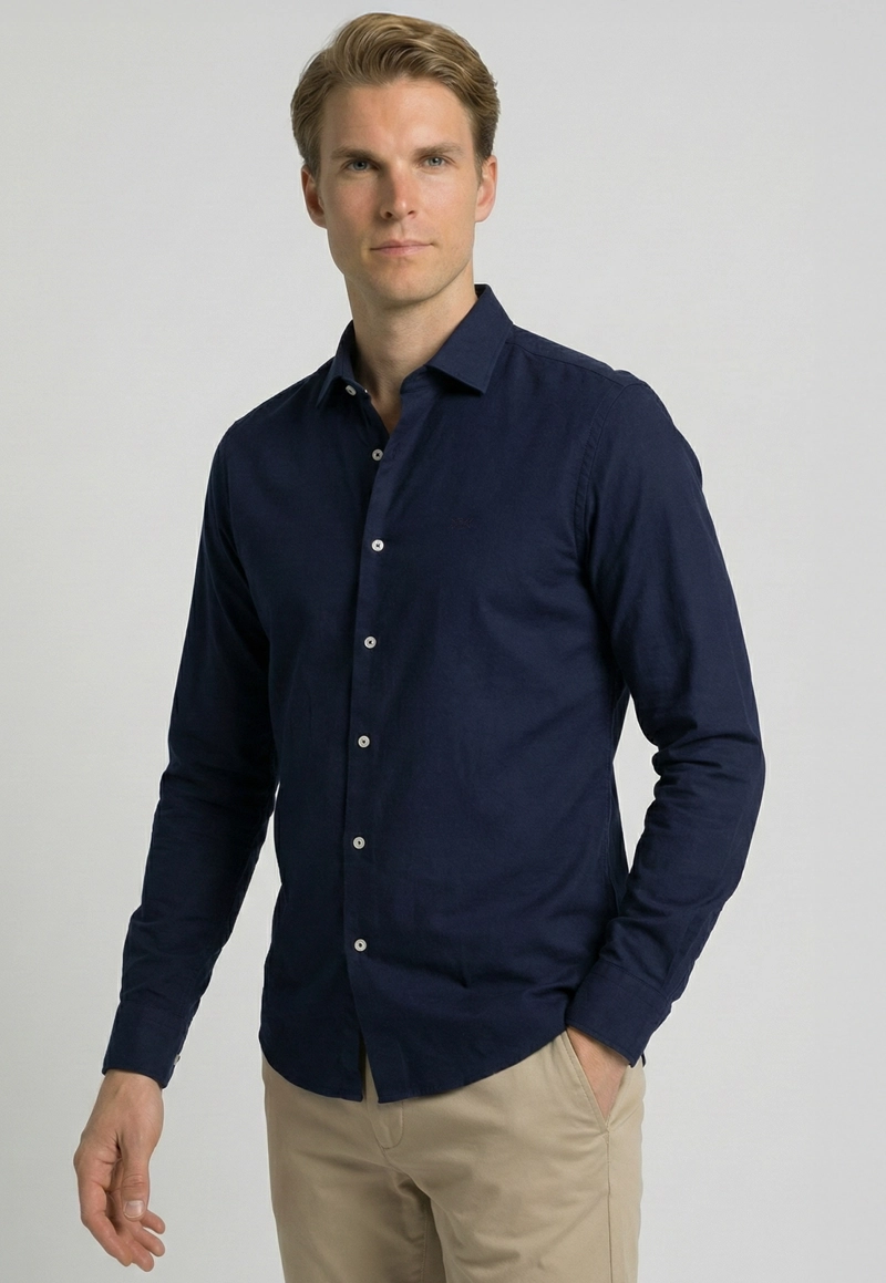 CAMISA LONDON NAVY M/LARGA - 1