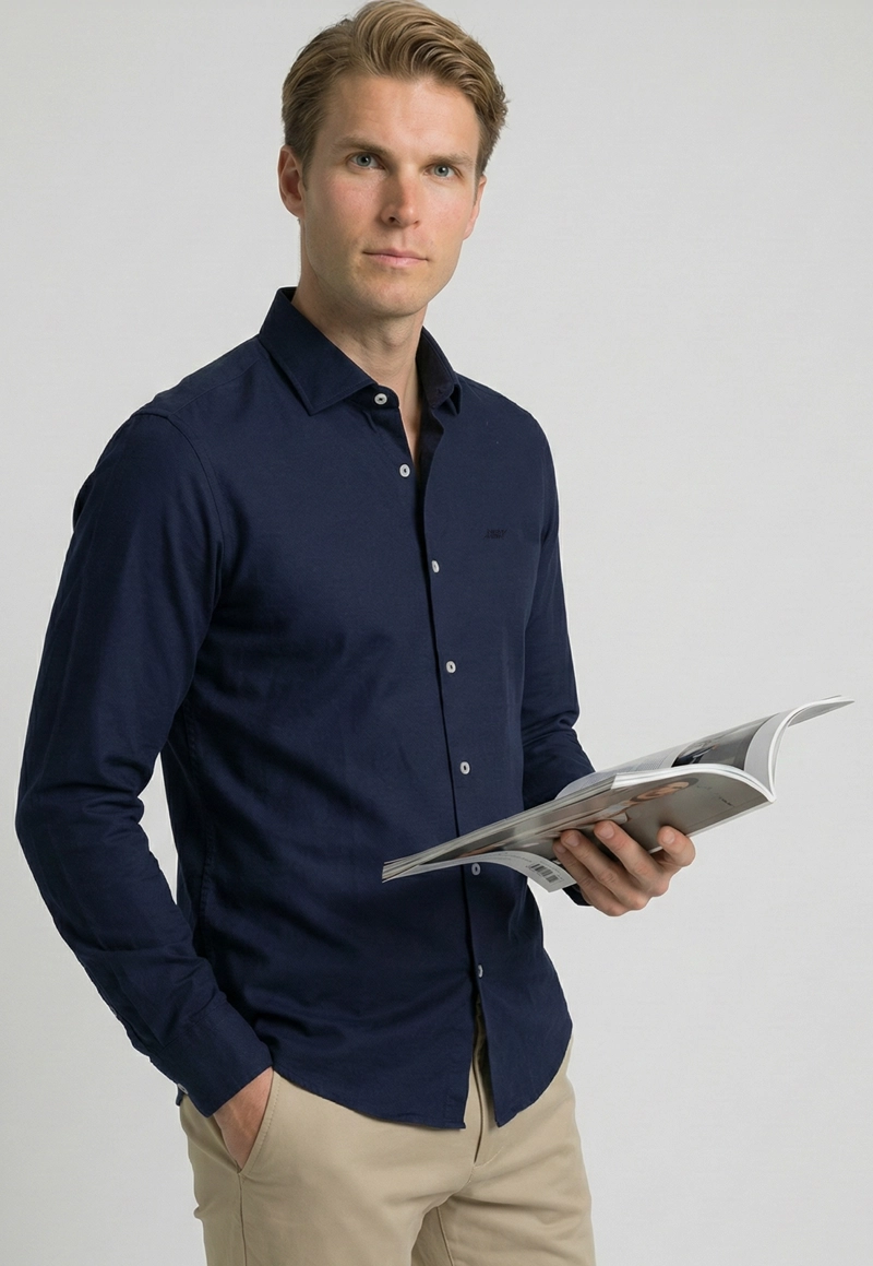 CAMISA LONDON NAVY M/LARGA - 5