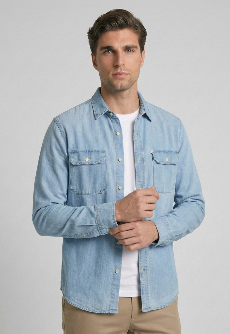 CAMISA LISSE DENIM LT BLUE - 1