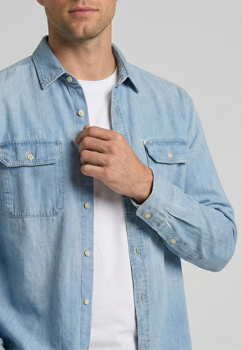 CAMISA LISSE DENIM LT BLUE - 3