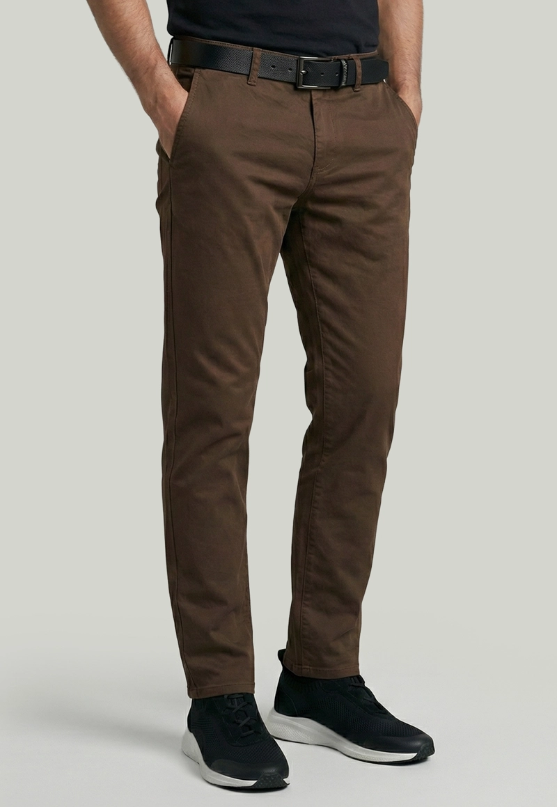 PANTALON BAGNEAUX SLIM FIT COFFE - 1